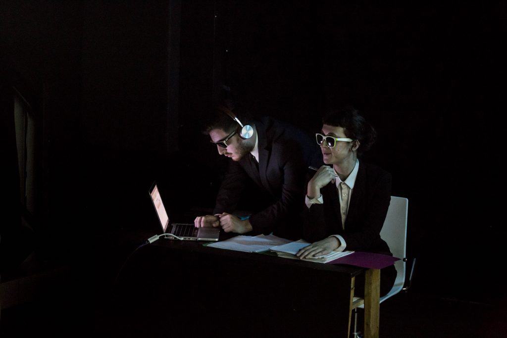 "SOMEONEPLEASELISTENANDUND ERSTAND(they’re wiretapping our brains)" at The Brick, part of the 2018 Exponential Festival, photo by Cameron Kelly